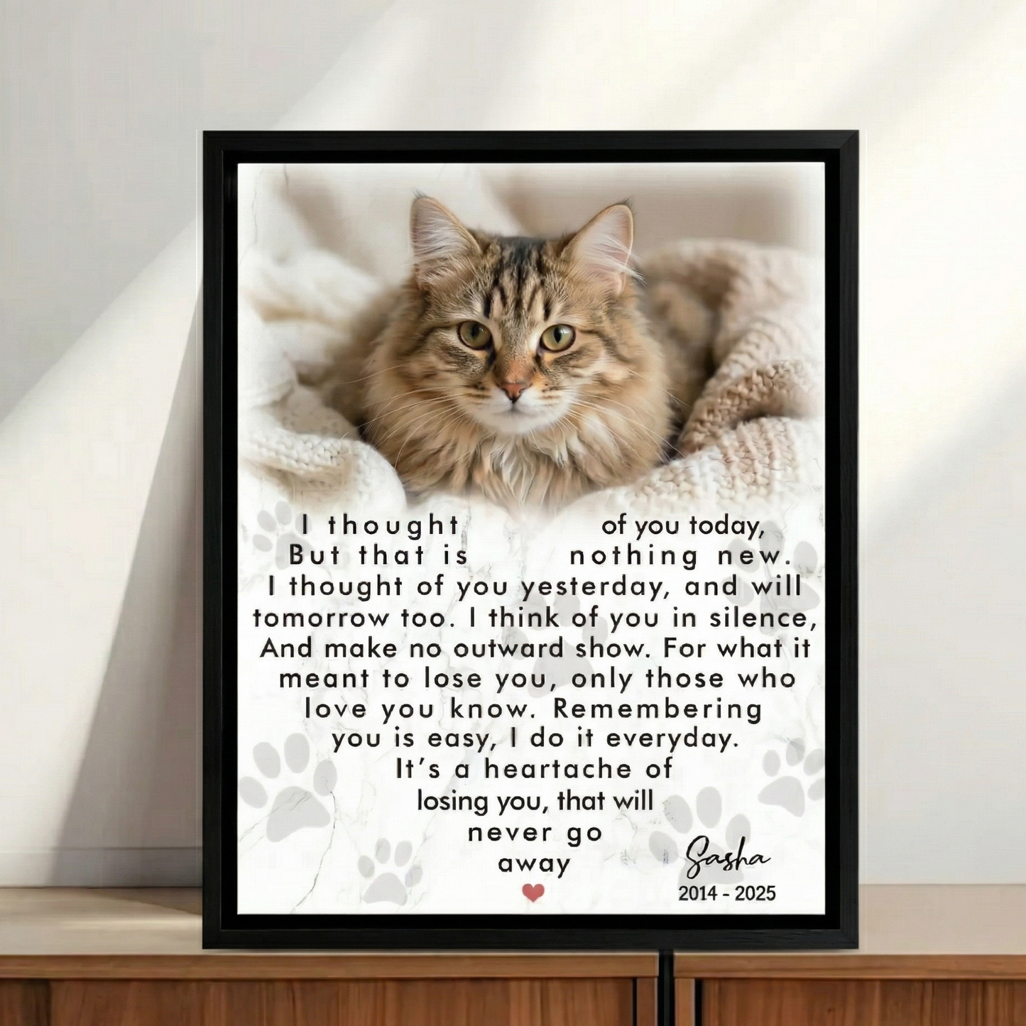 I Thought Of You Today Poem Cat Memorial Canvas Cat Memorial Gifts