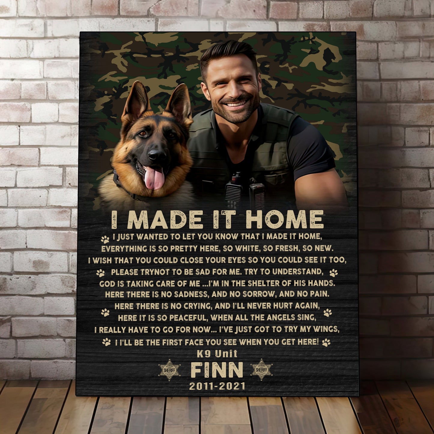 I Made It Home Poem | Custom Dog Memorial Canvas | Dog Memorial Gifts
