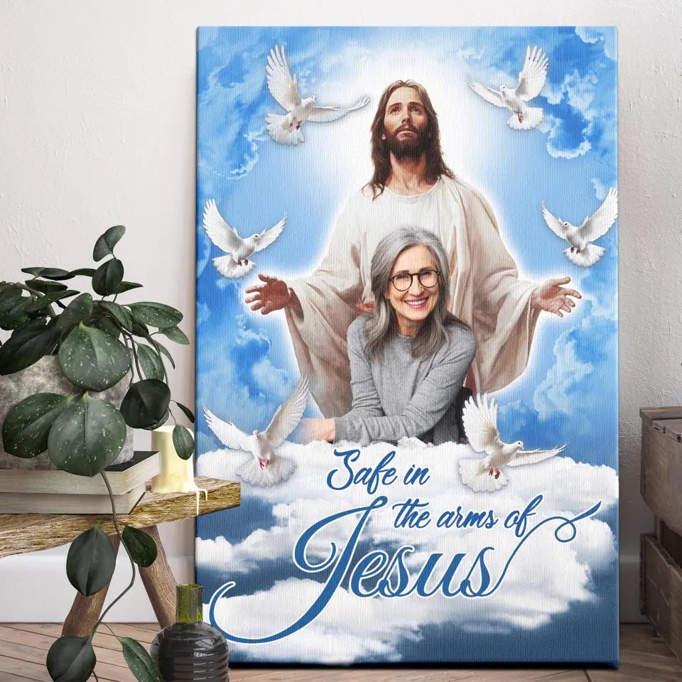 Blue Sky With Pigeon Safe In The Arms Of Jesus | Memorial Gift For Loss