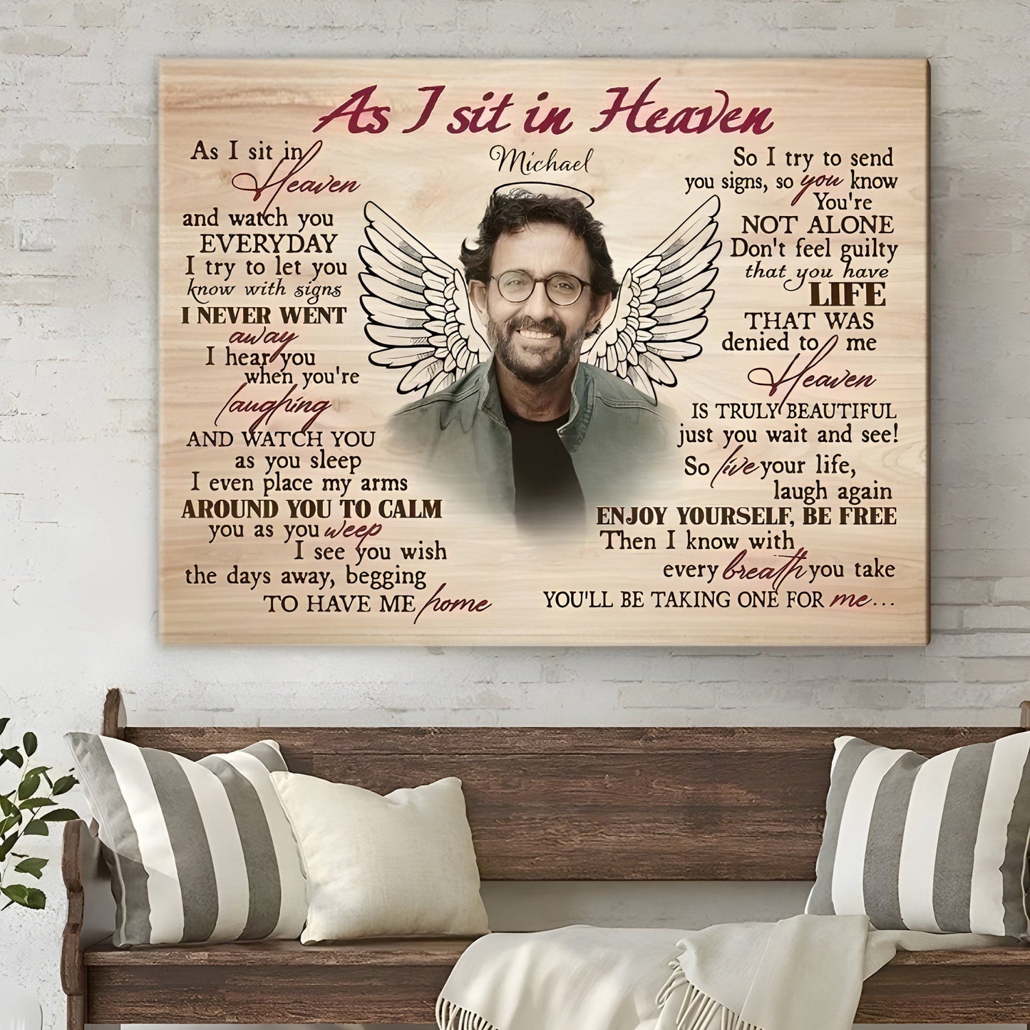 As I Sit In Heaven Poem | Custom Memorial Canvas Print