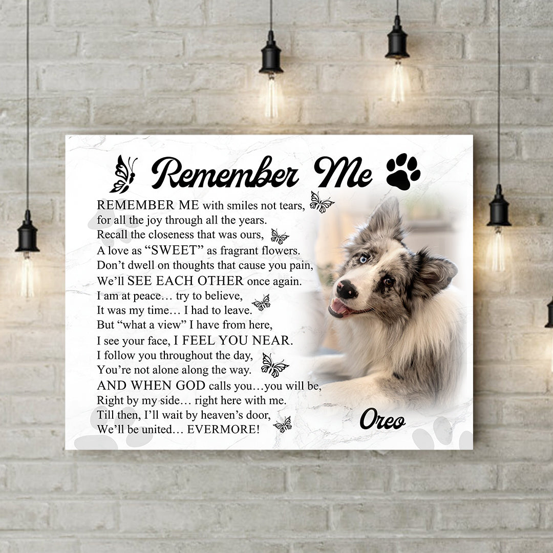 Remember Me Dog Poem | Custom Dog Memorial Canvas | Dog Memorial Gifts
