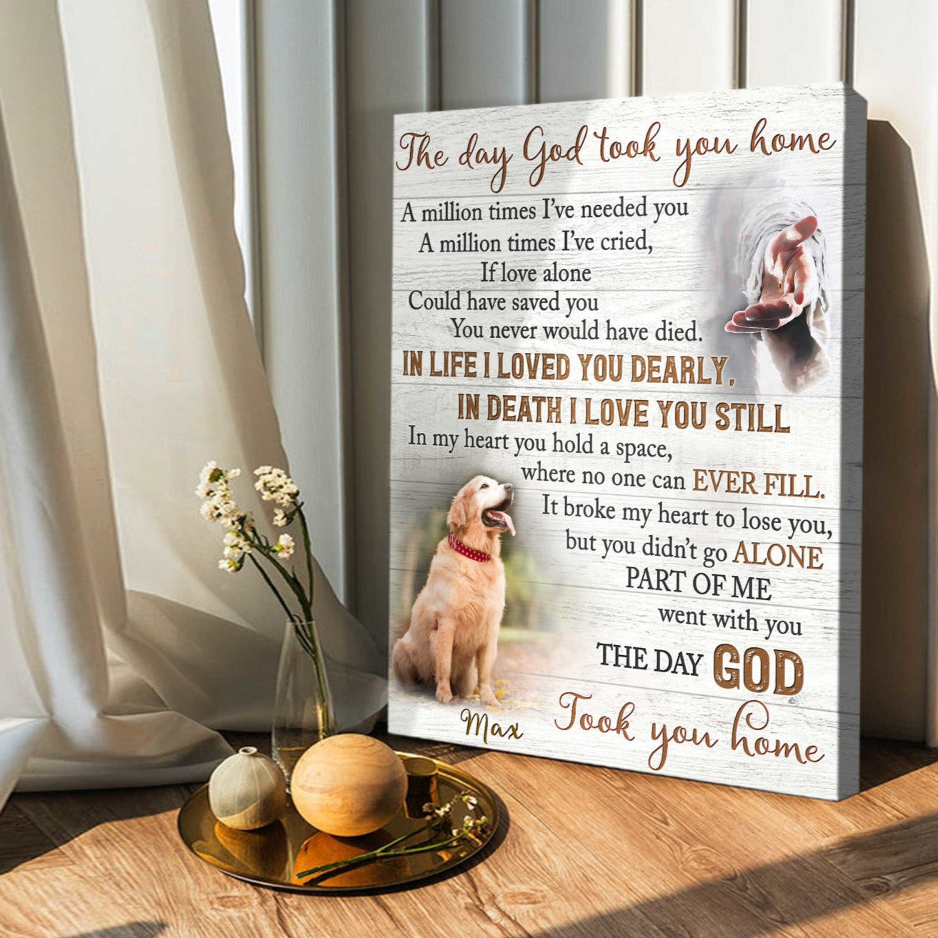 The Day God Took You Home | Custom Dog Memorial Canvas Print