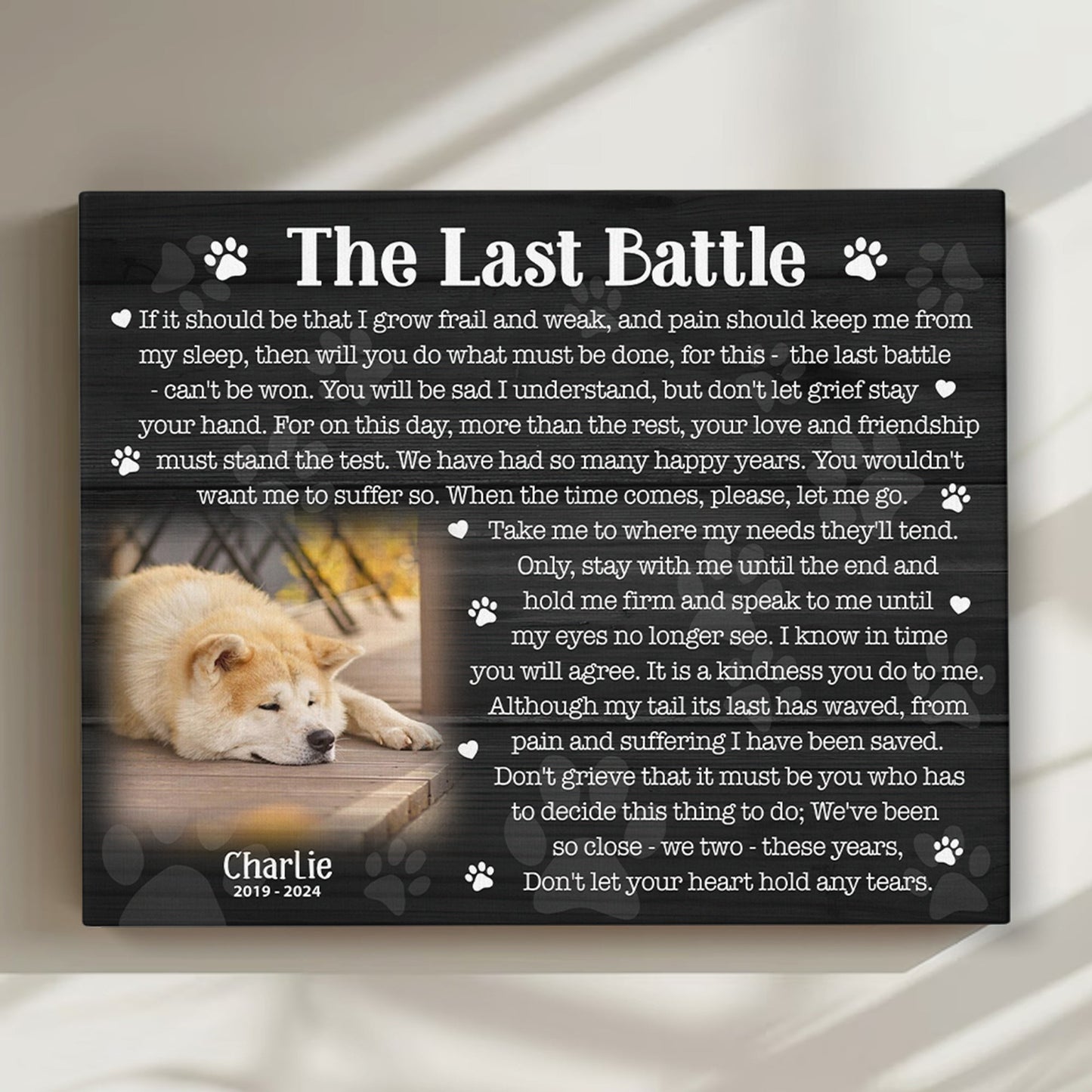 The Last Battle Dog Poem | Custom Dog Memorial Canvas | Dog Memorial Gifts