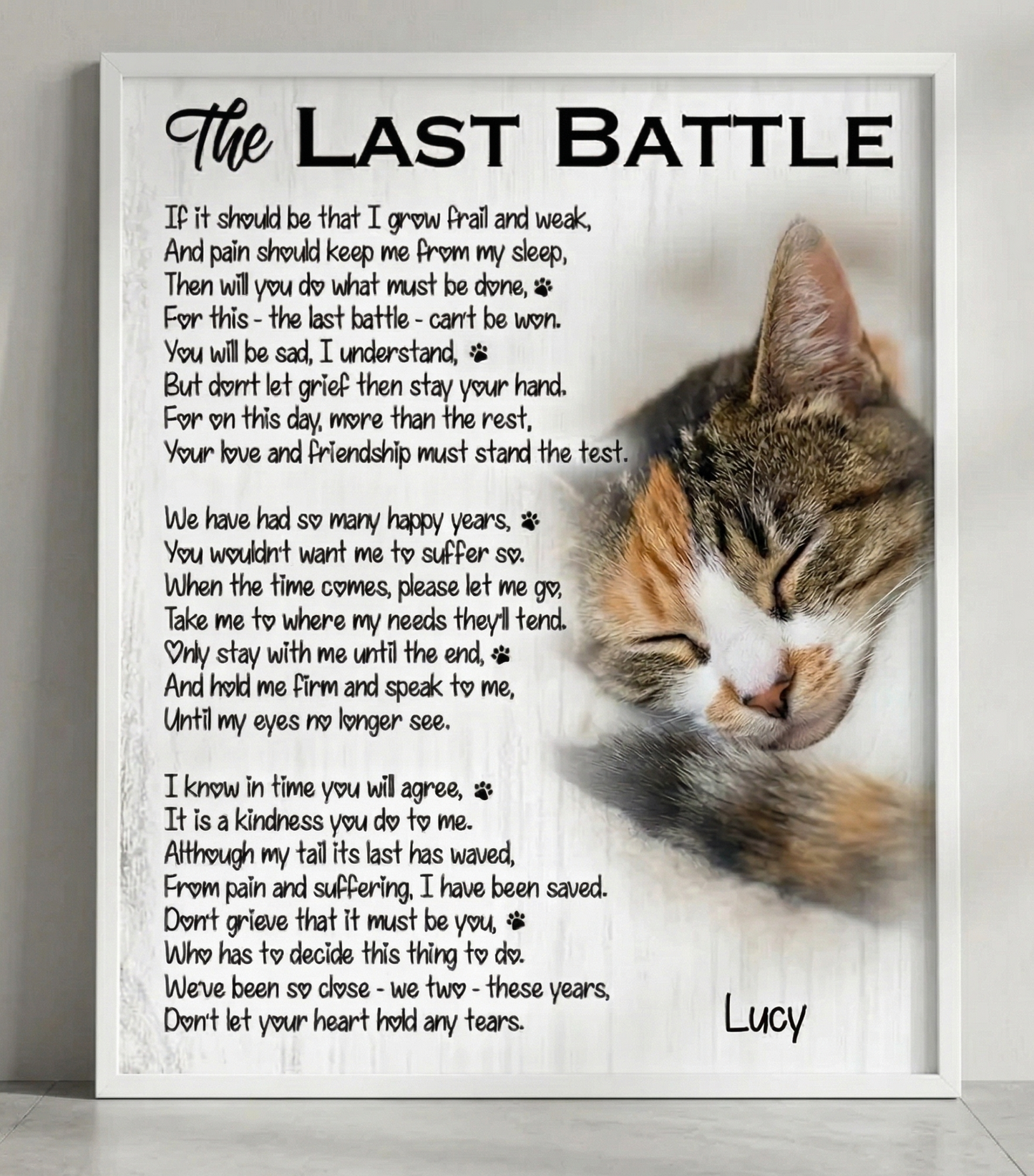 The Last Battle Cat Poem Custom Cat Memorial Canvas Print