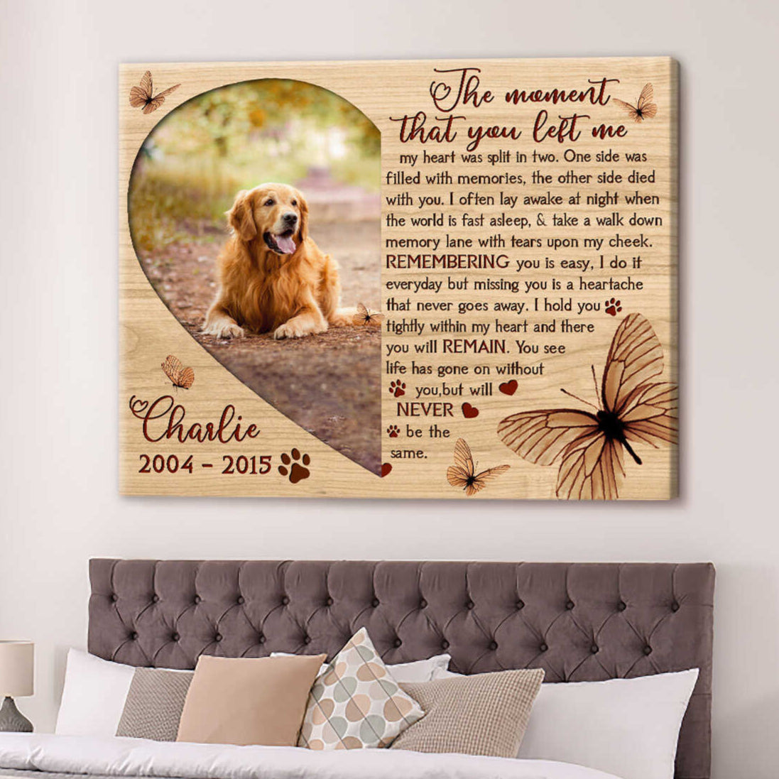 The Moment That You Left Me Butterflies | Custom Dog Memorial Canvas Print