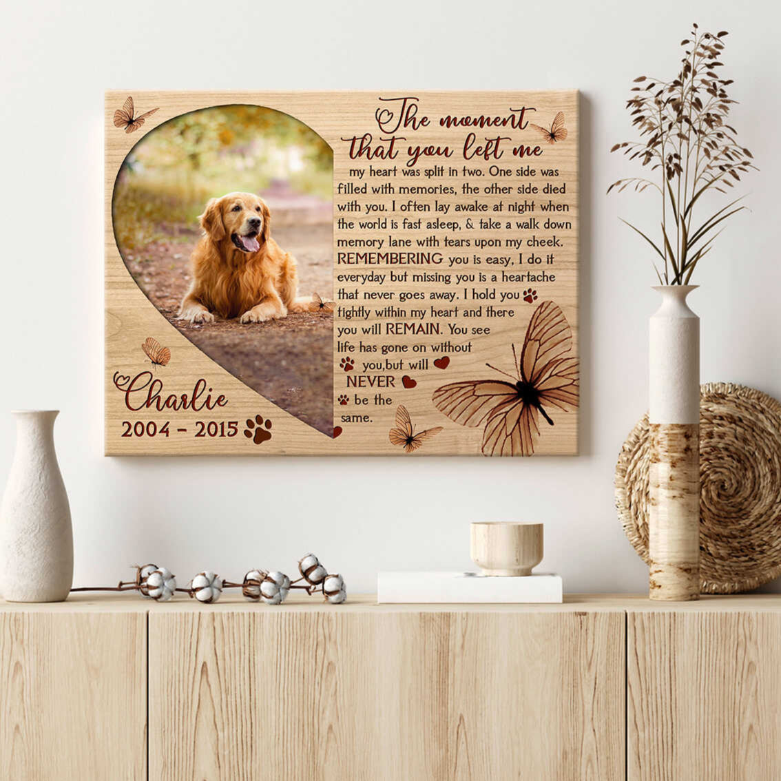The Moment That You Left Me Butterflies | Custom Dog Memorial Canvas Print
