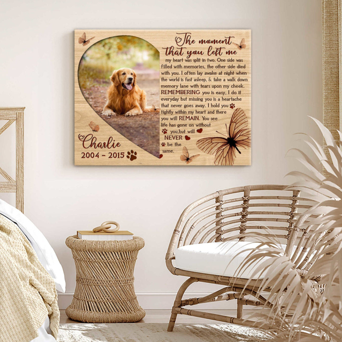 The Moment That You Left Me Butterflies | Custom Dog Memorial Canvas Print