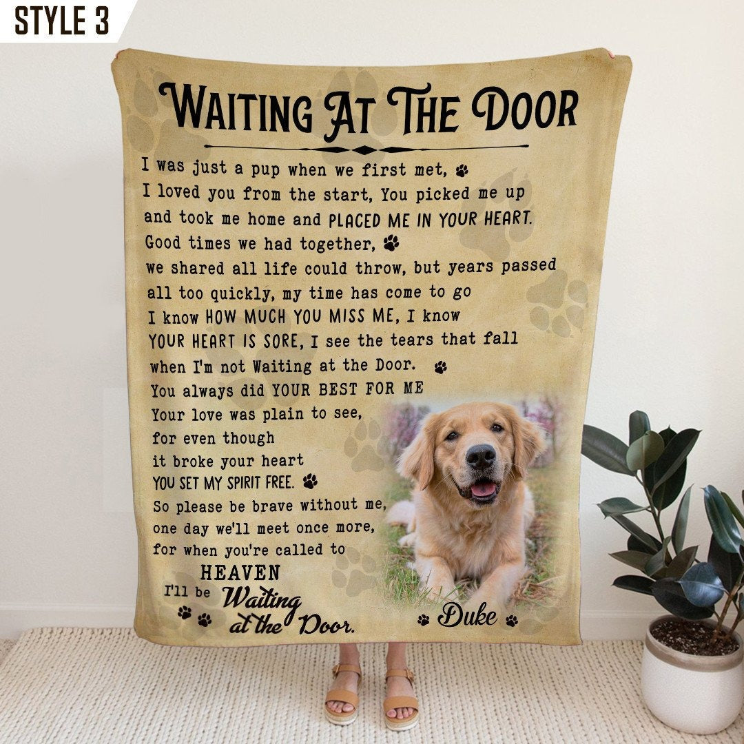 Waiting At The Door Dog Poem | Custom Dog Memorial Blanket Print