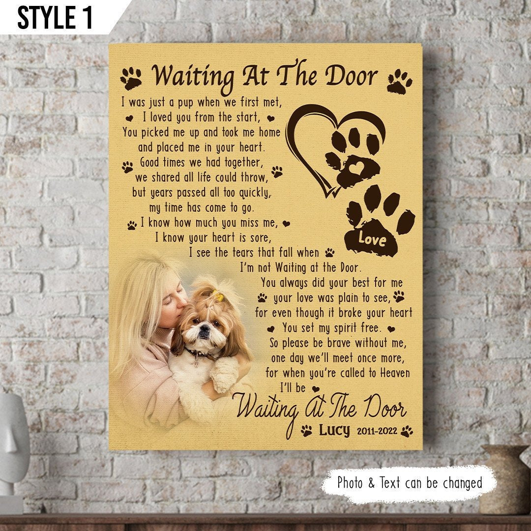 Waiting At The Door Dog Poem | Custom Dog Memorial Canvas Print
