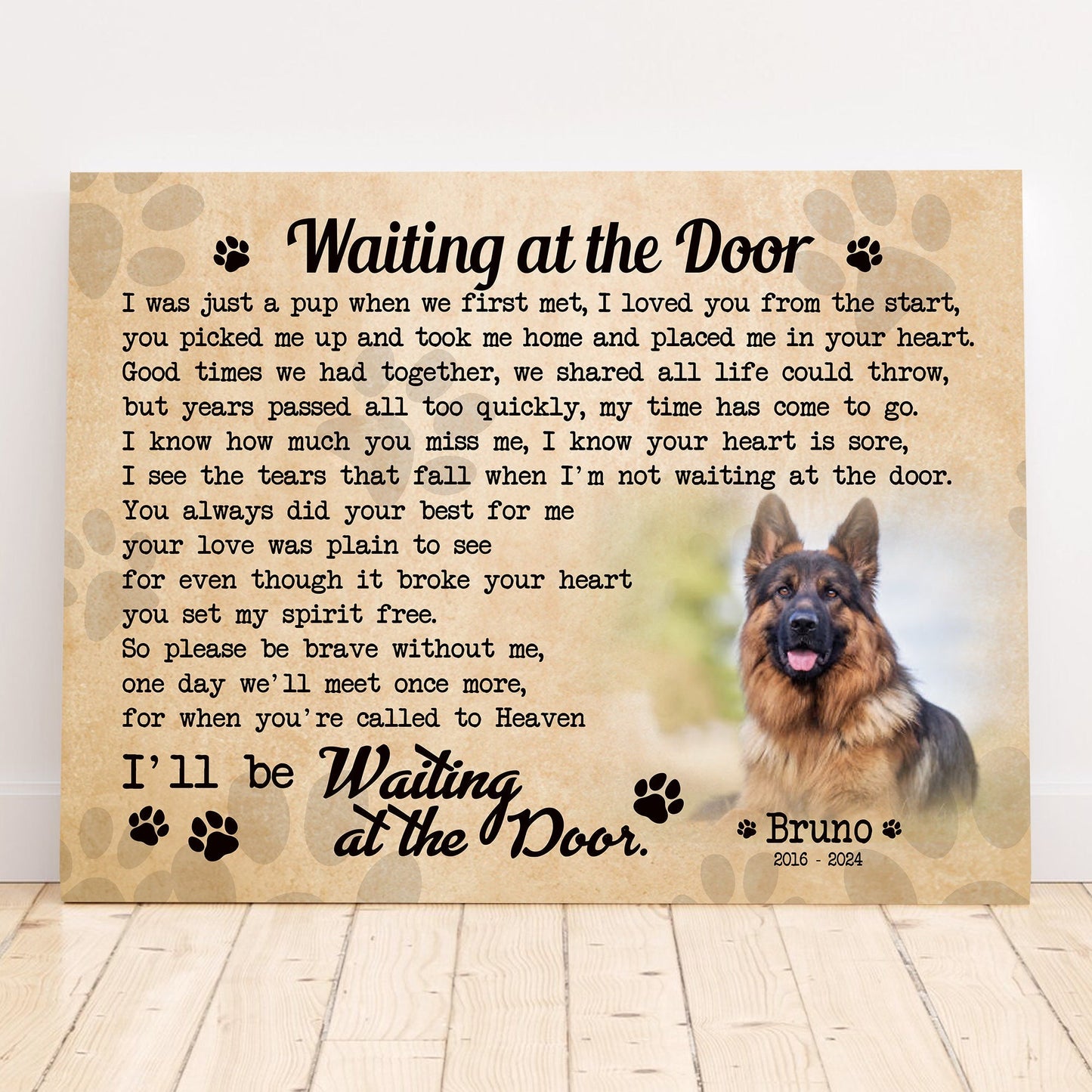 Waiting At The Door Dog Poem | Custom Dog Memorial Canvas | Dog Memorial Gifts