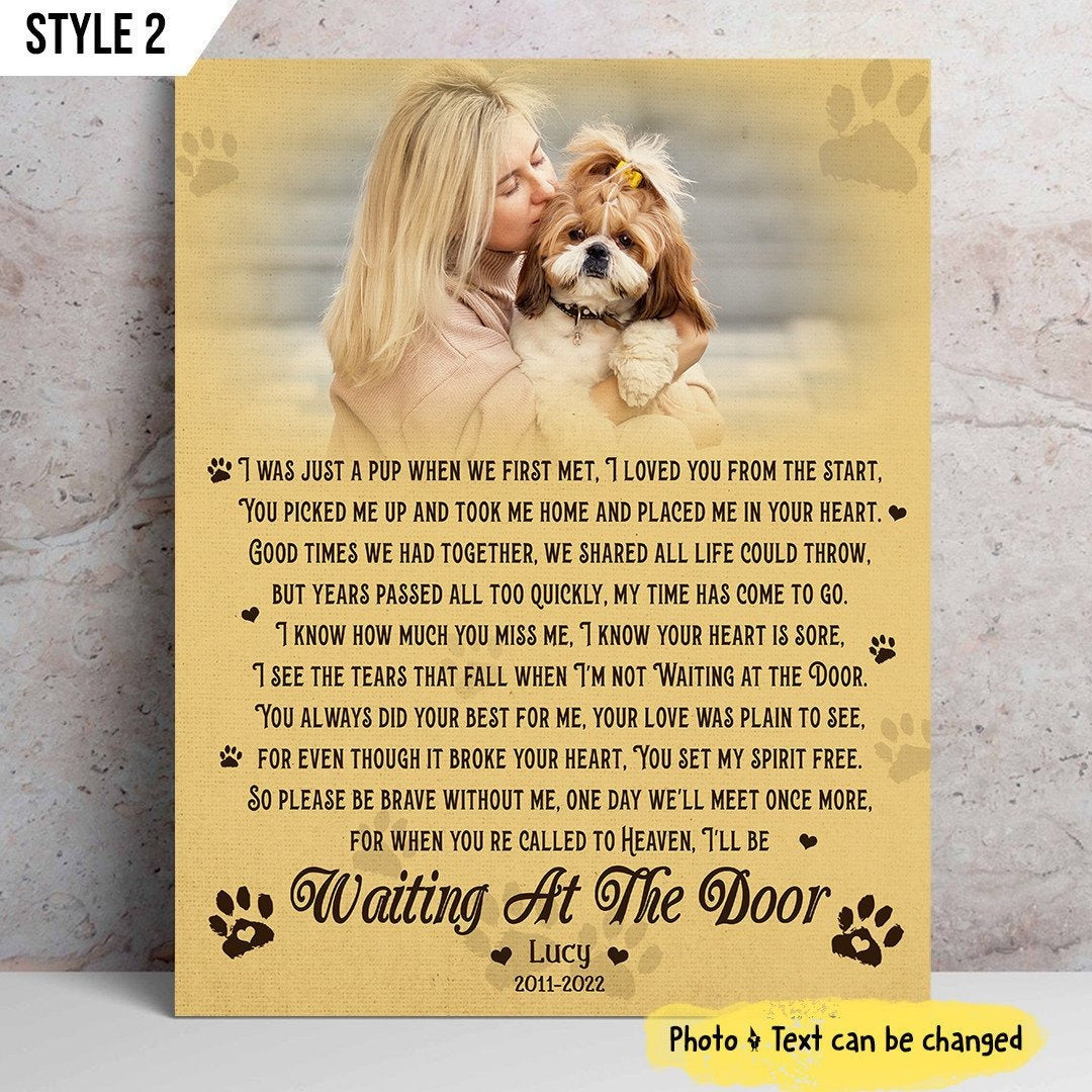 Waiting At The Door Dog Poem | Custom Dog Memorial Canvas Print