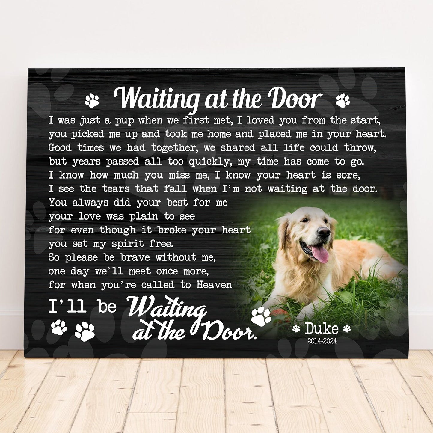 Waiting At The Door Dog Poem | Custom Dog Memorial Canvas | Dog Memorial Gifts