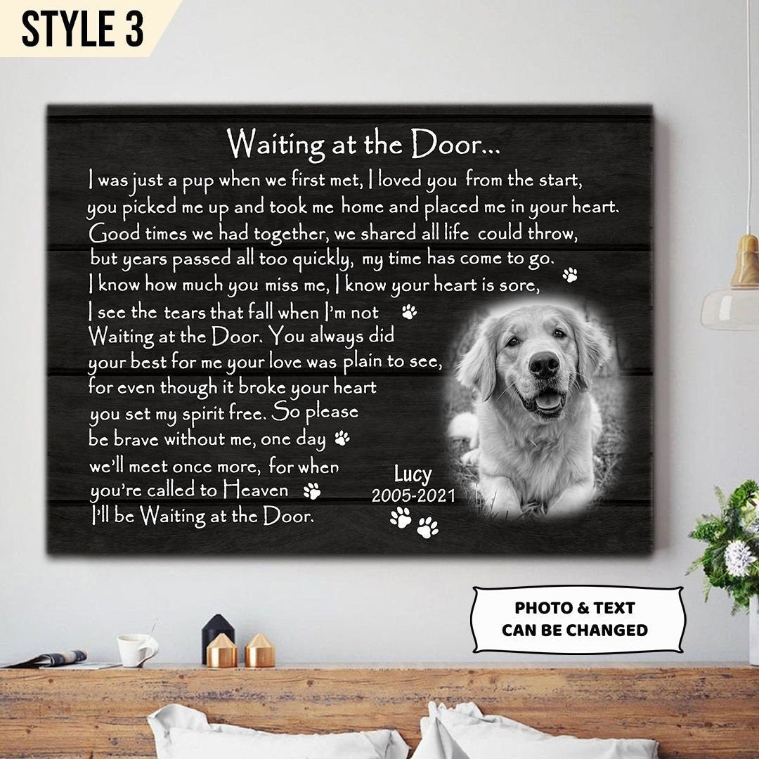 Waiting At The Door Dog Poem | Custom Dog Memorial Canvas Print
