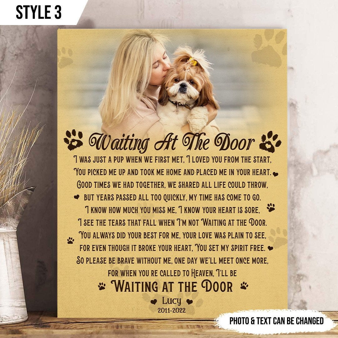 Waiting At The Door Dog Poem | Custom Dog Memorial Canvas Print