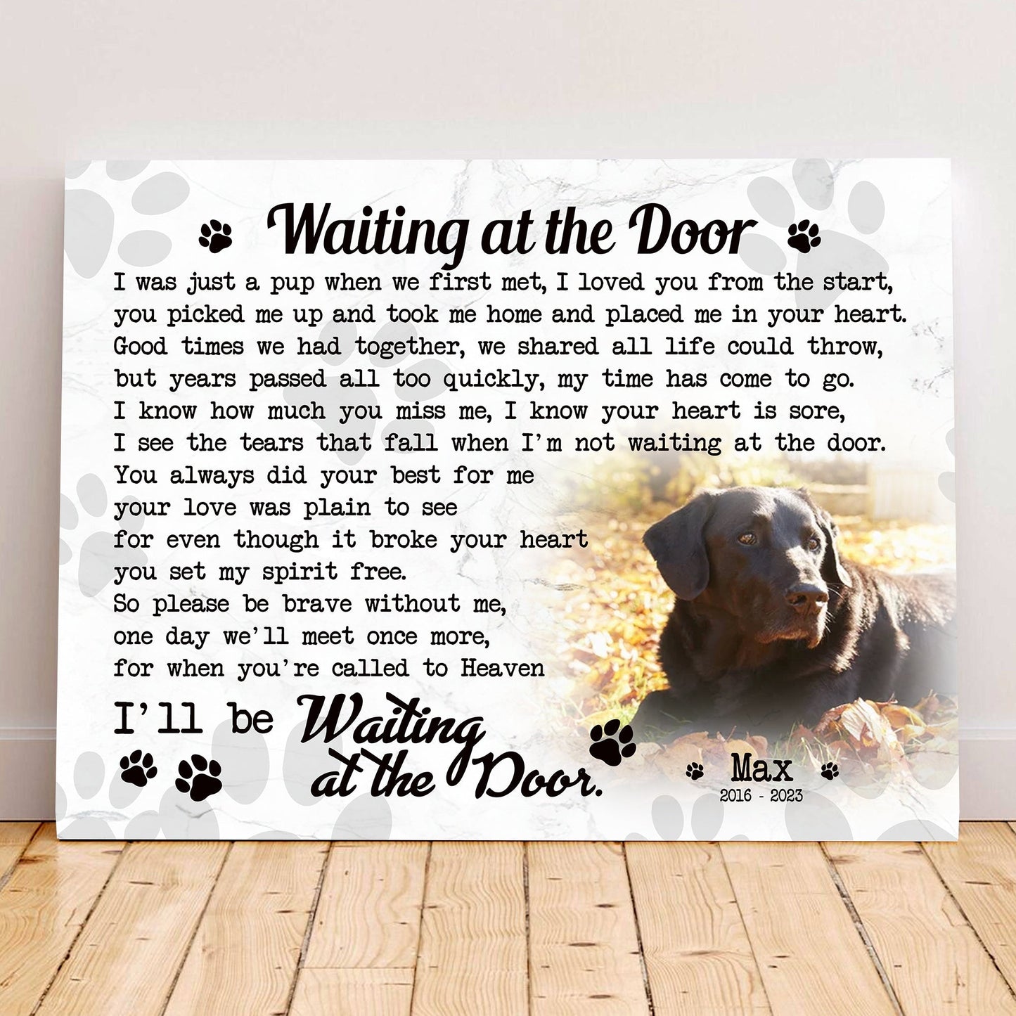 Waiting At The Door Dog Poem | Custom Dog Memorial Canvas | Dog Memorial Gifts