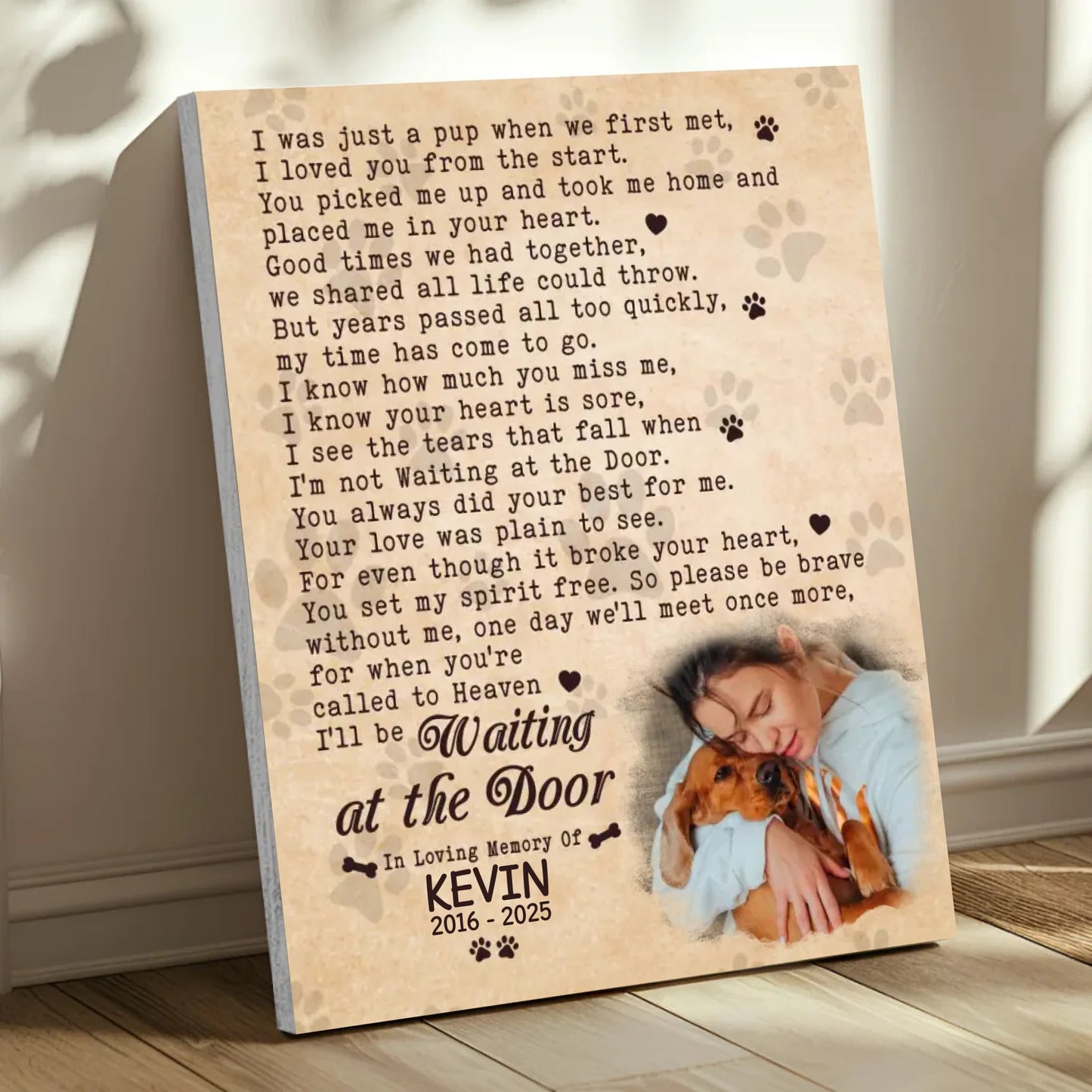 Waiting At The Door Dog Poem | Custom Dog Memorial Canvas Print