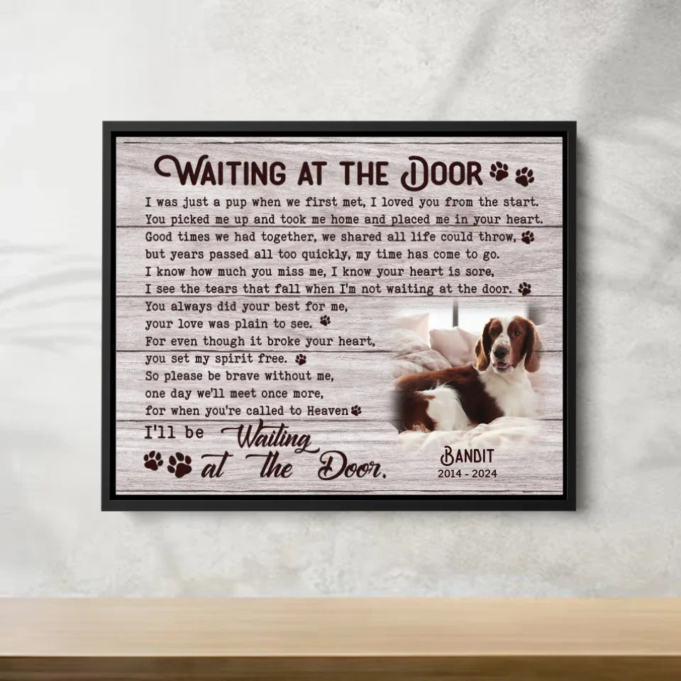 Waiting At The Door Poem | Custom Dog Memorial Canvas | Dog Memorial Gifts