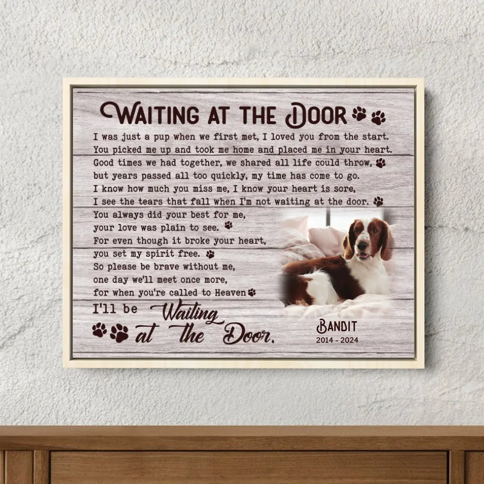 Waiting At The Door Poem | Custom Dog Memorial Canvas | Dog Memorial Gifts
