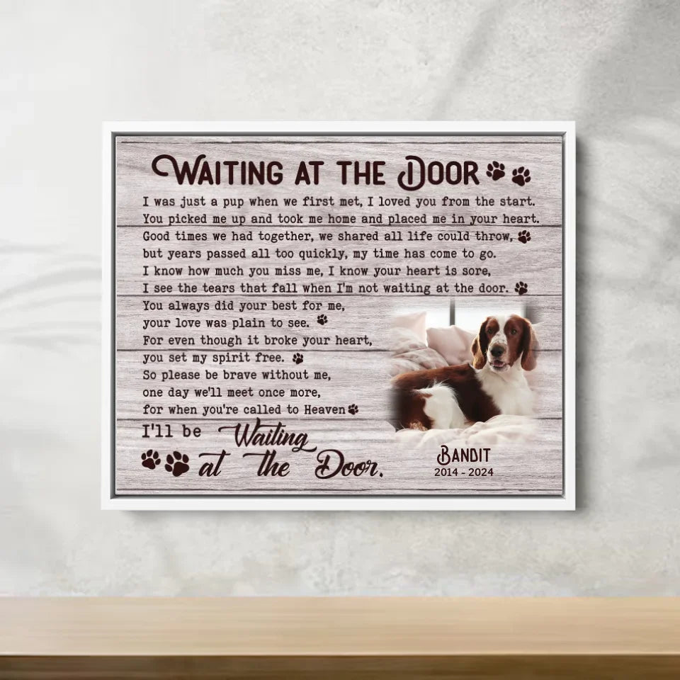 Waiting At The Door Poem | Custom Dog Memorial Canvas | Dog Memorial Gifts