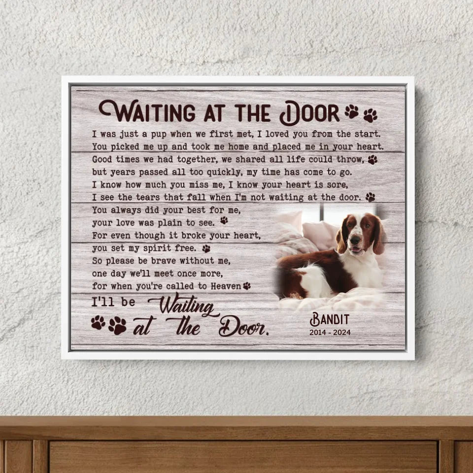 Waiting At The Door Poem | Custom Dog Memorial Canvas | Dog Memorial Gifts
