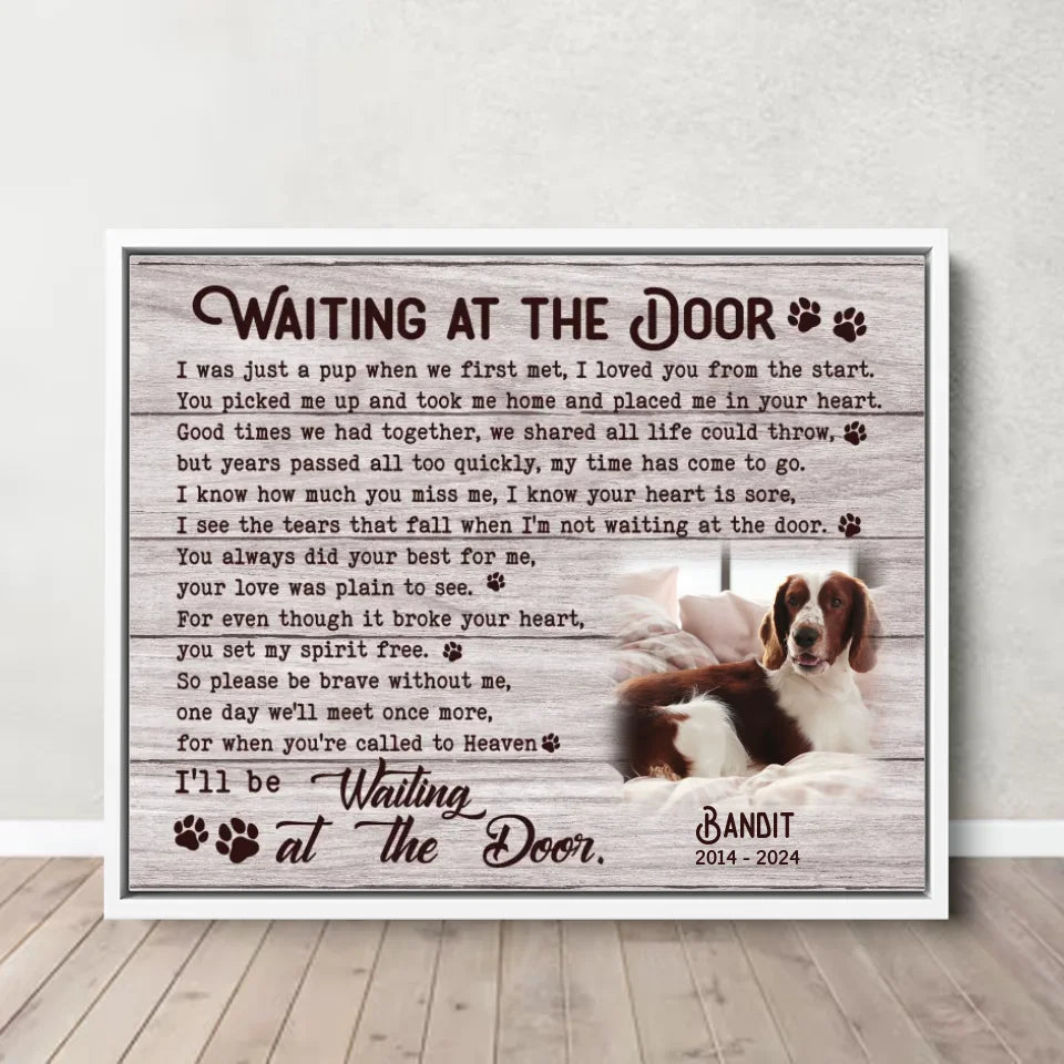 Waiting At The Door Poem | Custom Dog Memorial Canvas | Dog Memorial Gifts