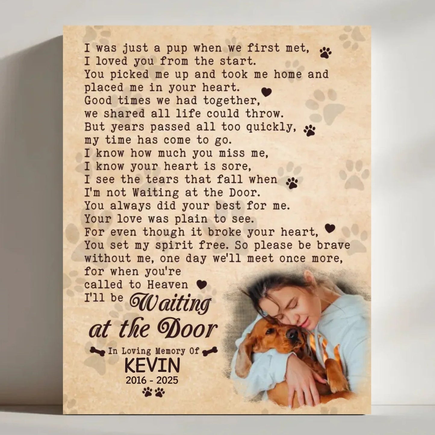 Waiting At The Door Dog Poem | Custom Dog Memorial Canvas Print
