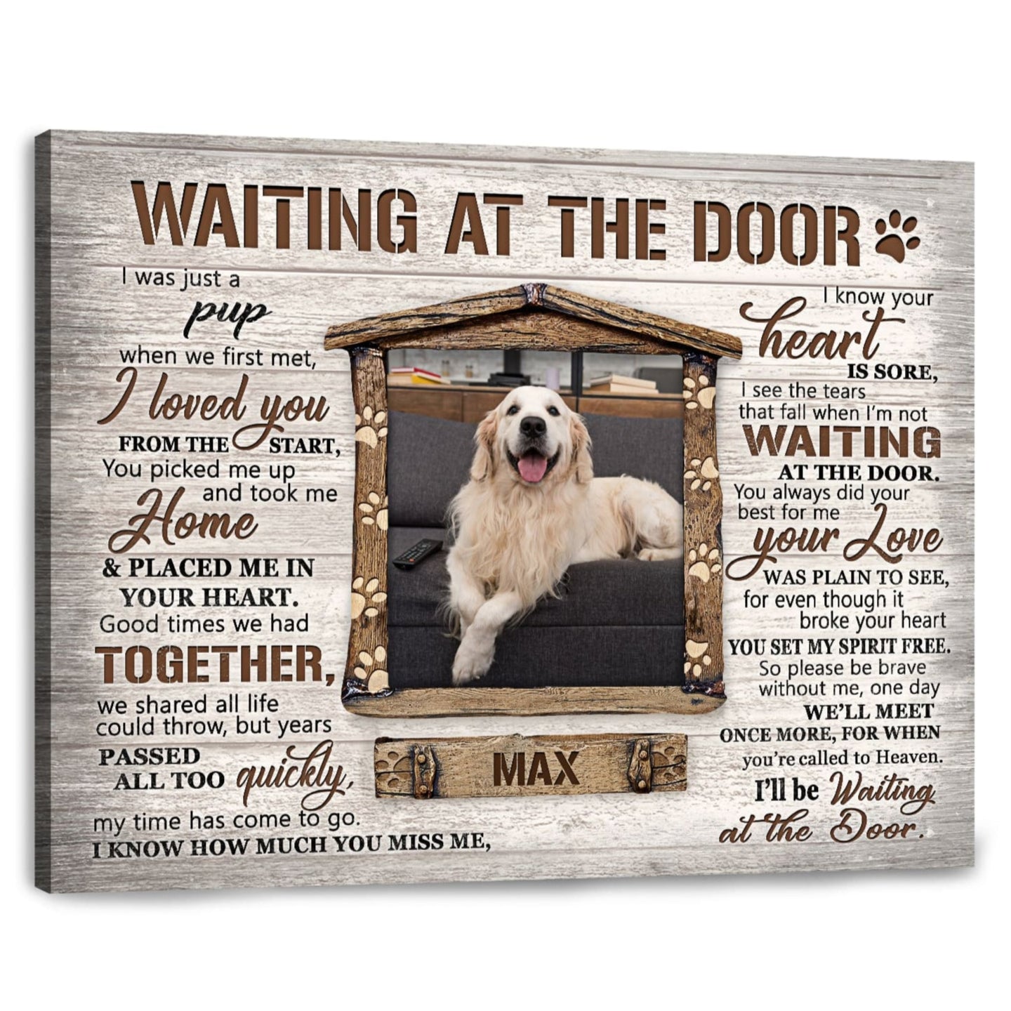 Waiting At The Door Poem | Custom Dog Memorial Canvas | Dog Memorial Gifts