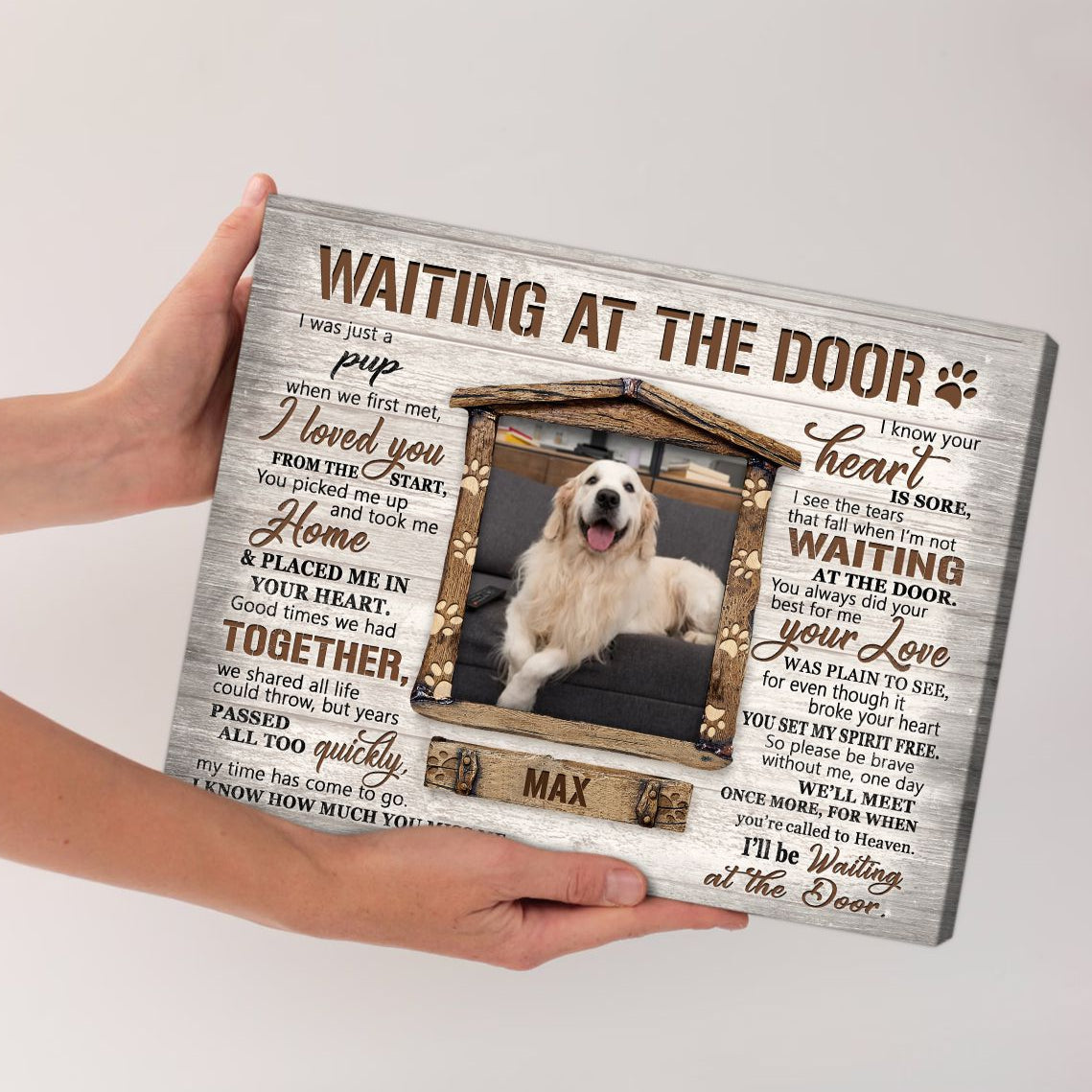 Waiting At The Door Poem | Custom Dog Memorial Canvas | Dog Memorial Gifts