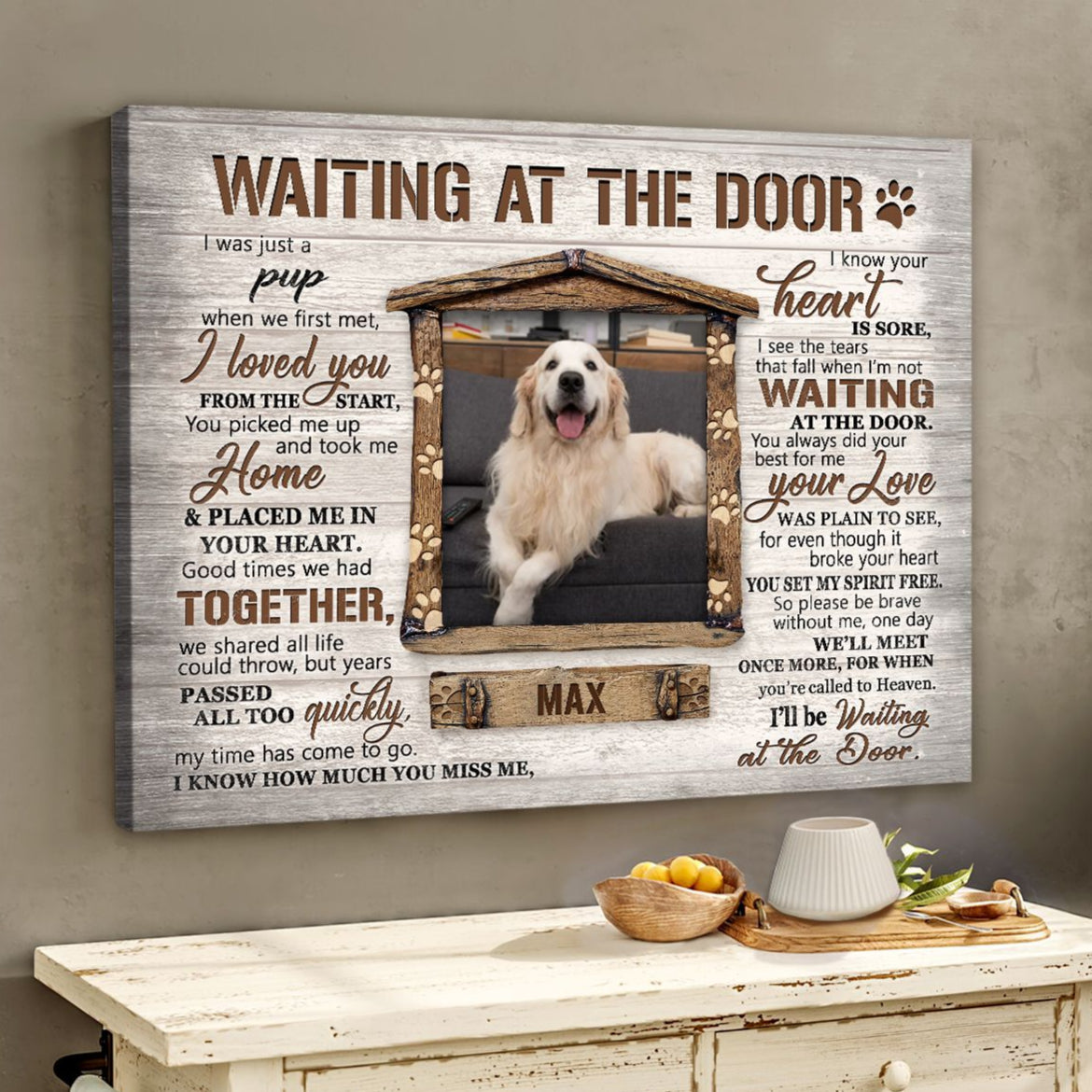 Waiting At The Door Poem | Custom Dog Memorial Canvas | Dog Memorial Gifts