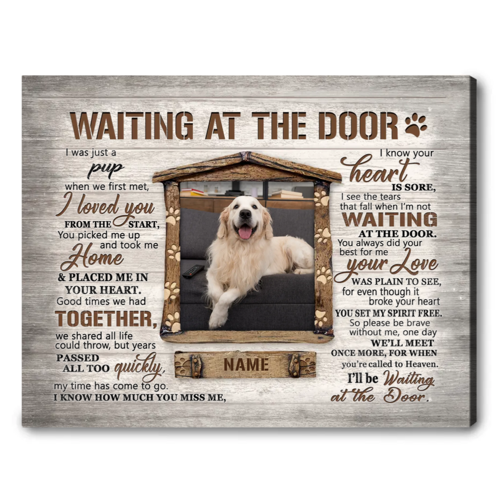Waiting At The Door Poem | Custom Dog Memorial Canvas | Dog Memorial Gifts