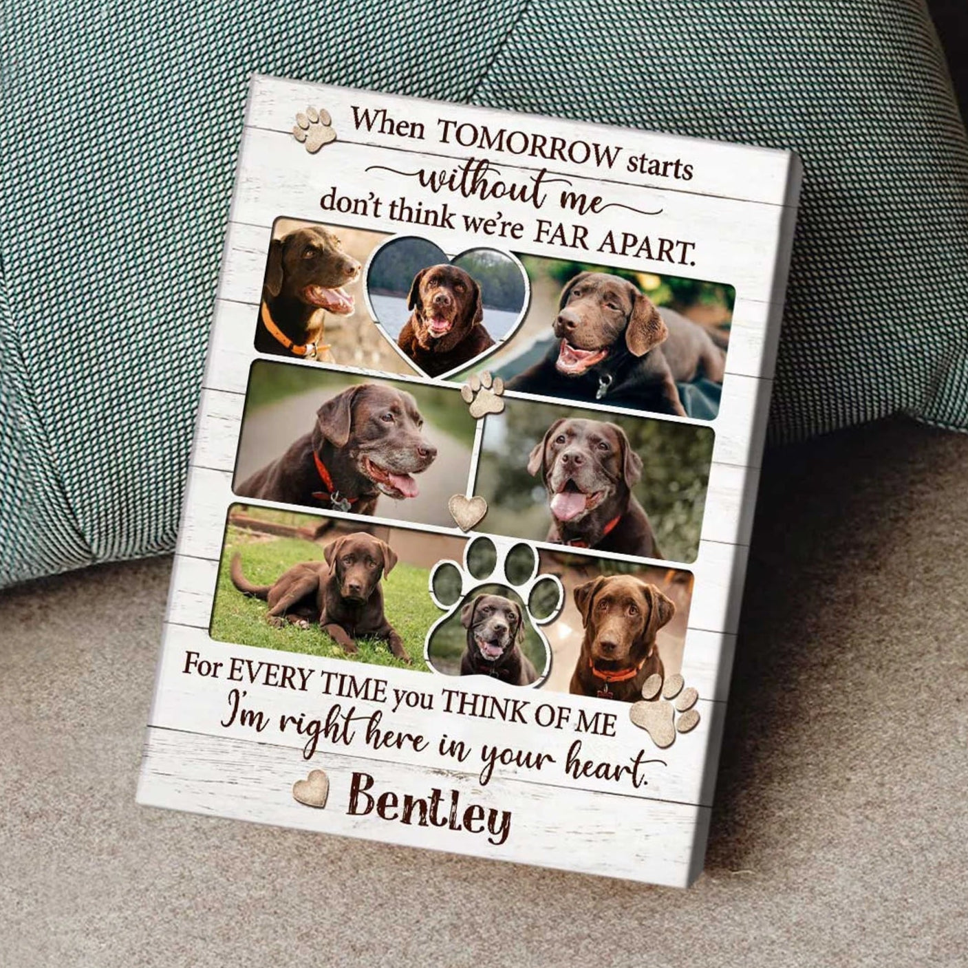 When Tomorrow Start Without Me | Custom Dog Memorial Canvas | Dog Memorial Gifts