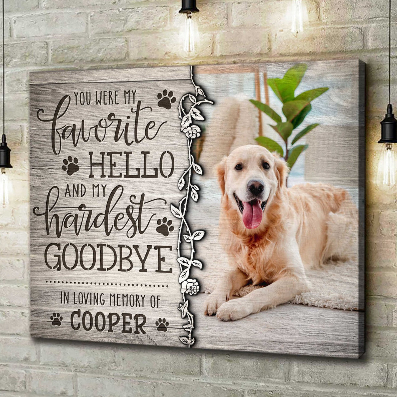 You Were My Favorite Hello And My Hardest Goodbye | Custom Dog Memorial Canvas | Dog Memorial Gifts