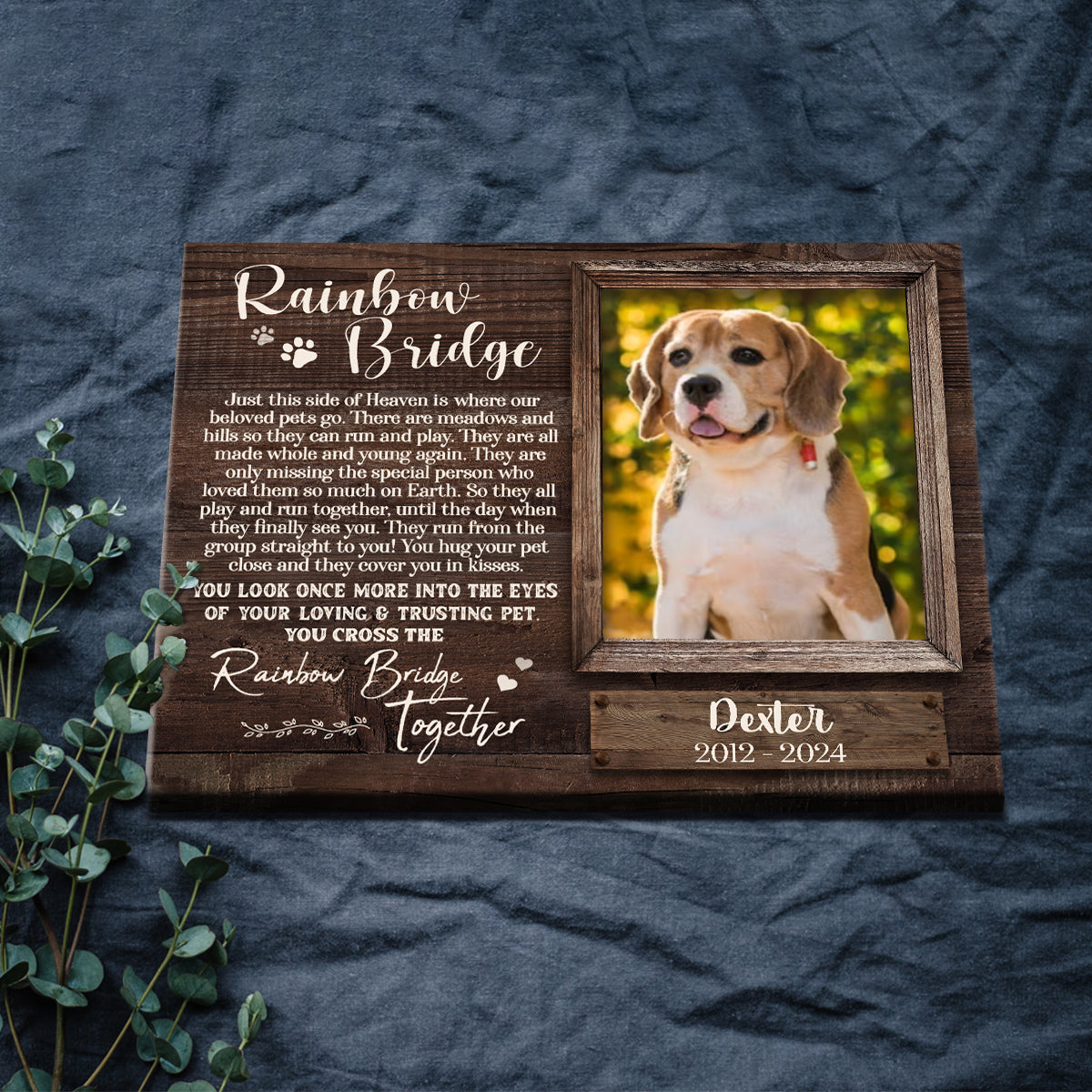 Rainbow Bridge Poem | Custom Dog Memorial Canvas | Dog Memorial Gifts