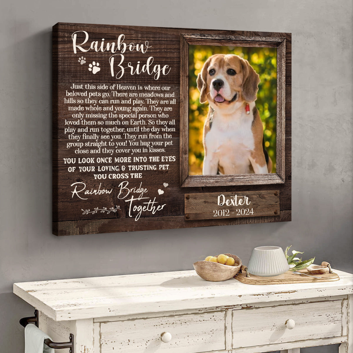 Rainbow Bridge Poem | Custom Dog Memorial Canvas | Dog Memorial Gifts