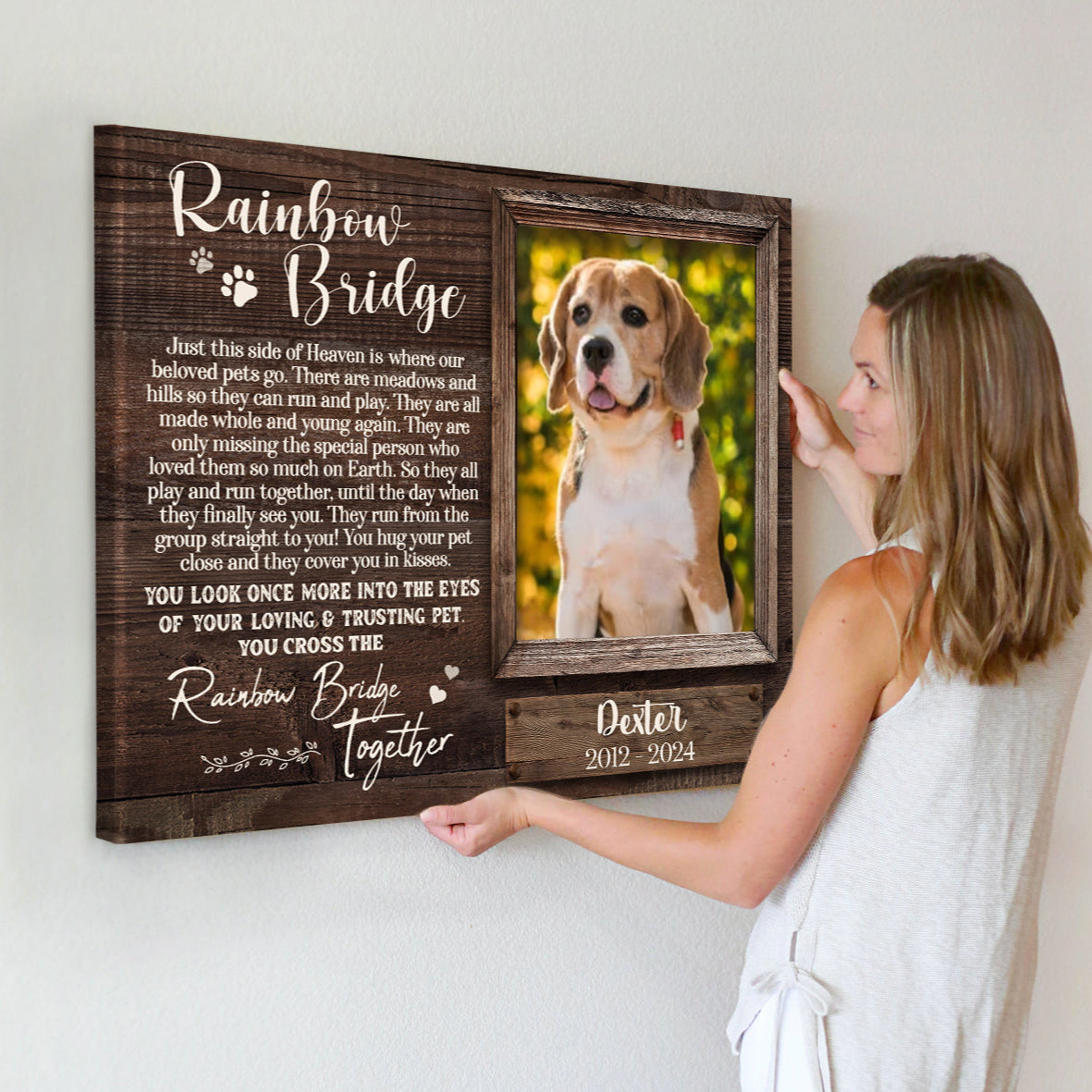 Rainbow Bridge Poem | Custom Dog Memorial Canvas | Dog Memorial Gifts
