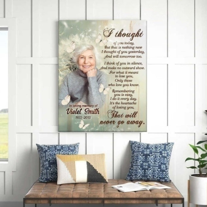 I Thought Of You Today Poem | Custom Memorial Canvas Print