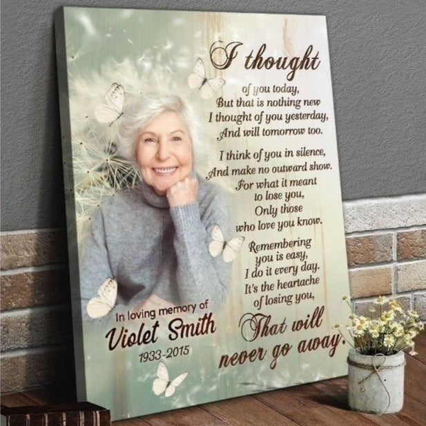 I Thought Of You Today Poem | Custom Memorial Canvas Print