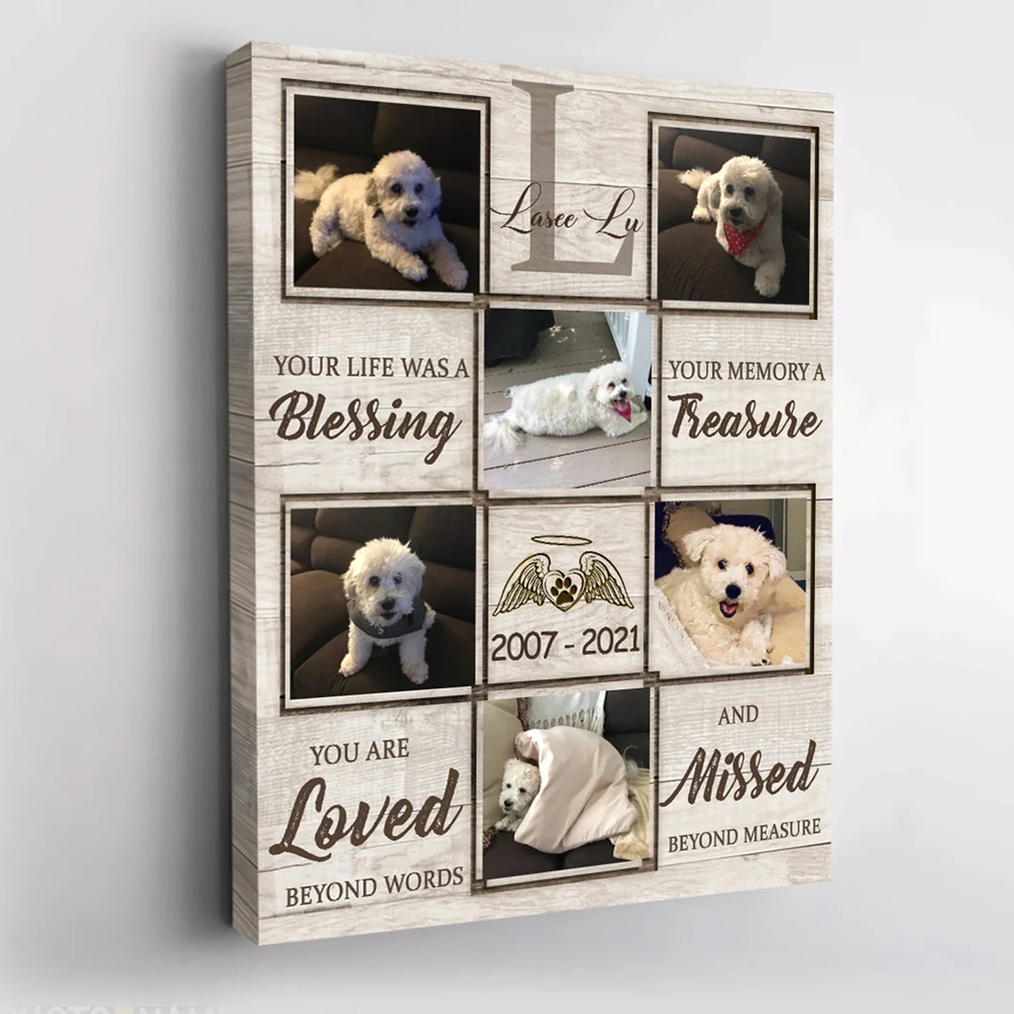 Blessed Streasure Loved Missed | Custom Dog Memorial Canvas | Dog Memorial Gifts