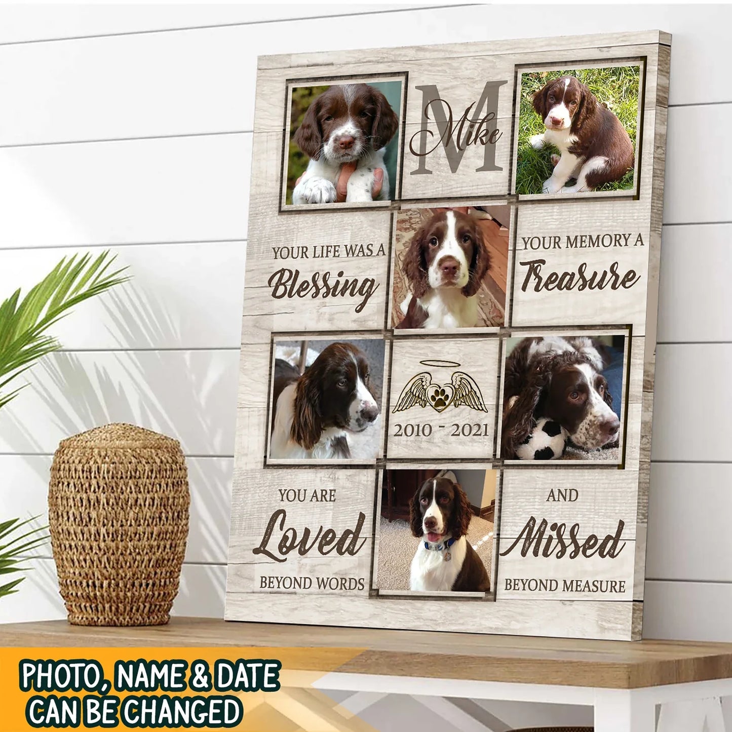 Blessed Streasure Loved Missed | Custom Dog Memorial Canvas | Dog Memorial Gifts