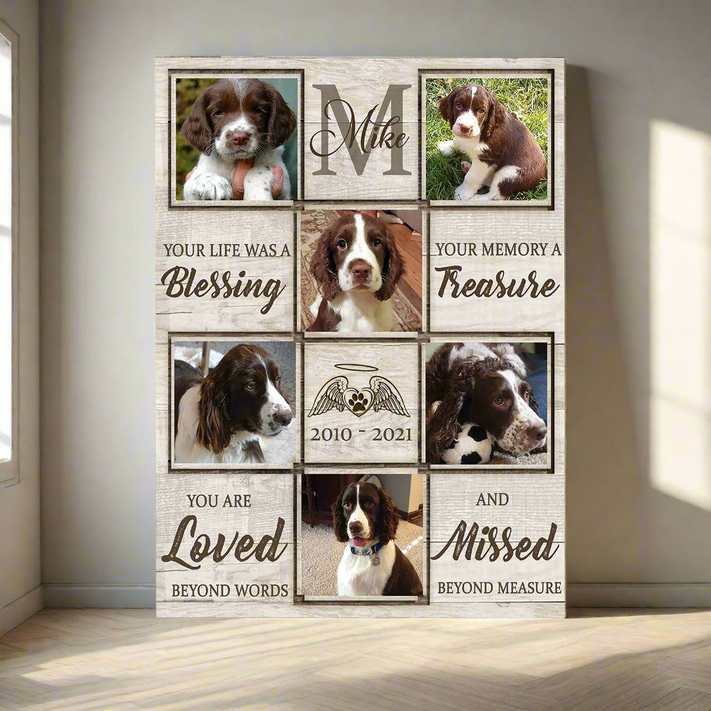 Blessed Streasure Loved Missed | Custom Dog Memorial Canvas | Dog Memorial Gifts