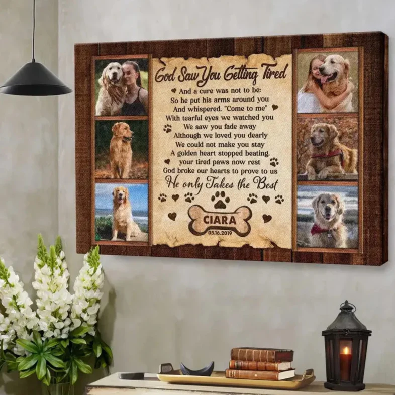 God Saw You Getting Tired | Custom Dog Memorial Canvas | Dog Memorial Gifts