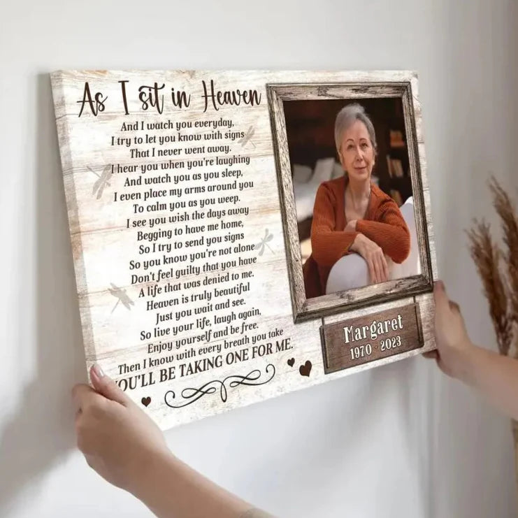 As I Sit In Heaven Poem | Custom Memorial Canvas Print