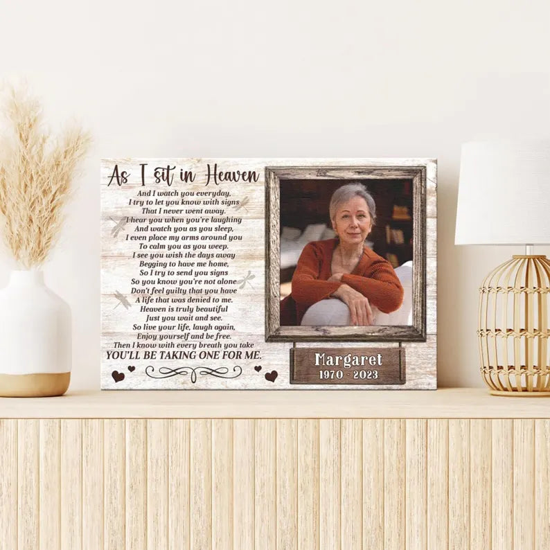 As I Sit In Heaven Poem | Custom Memorial Canvas Print