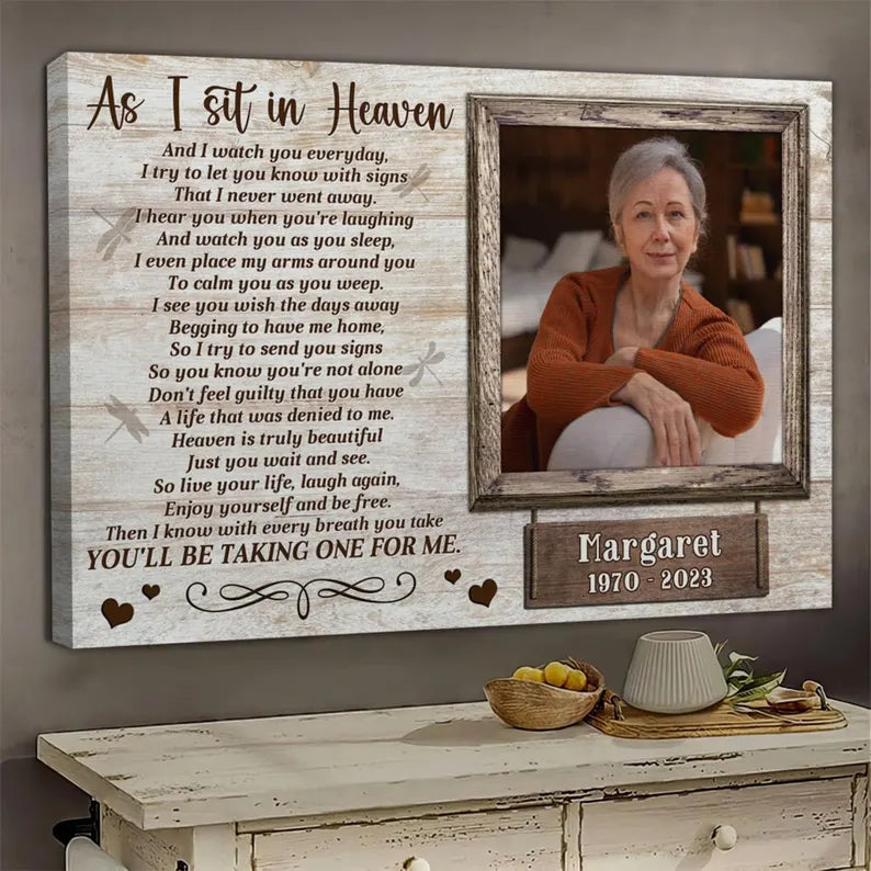 As I Sit In Heaven Poem | Custom Memorial Canvas Print
