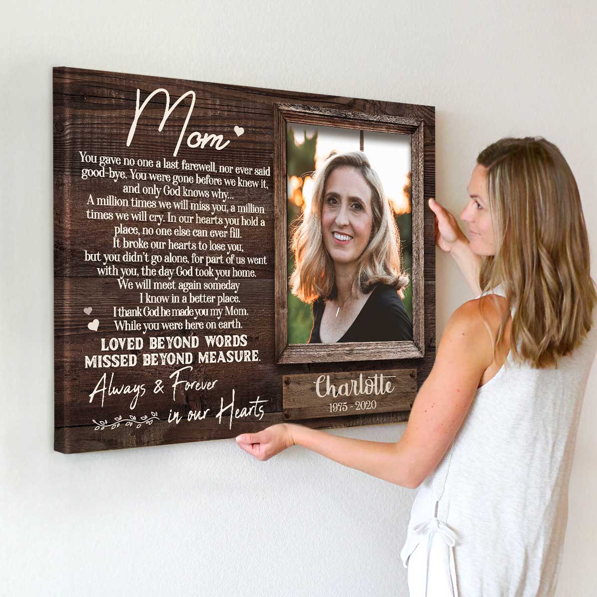 Always and Forever In Our Hearts | Custom Memorial Canvas Print