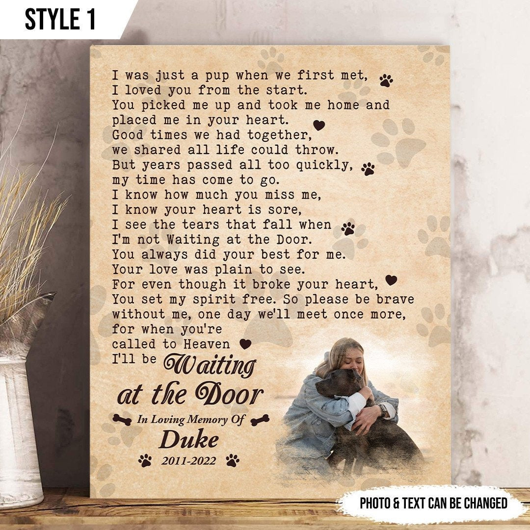 Waiting At The Door Dog Poem | Custom Dog Memorial Canvas Print