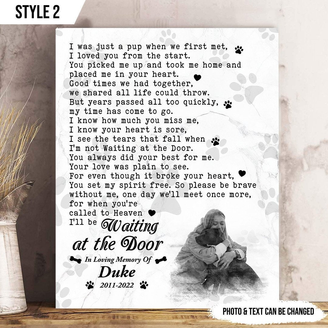 Waiting At The Door Dog Poem | Custom Dog Memorial Canvas Print