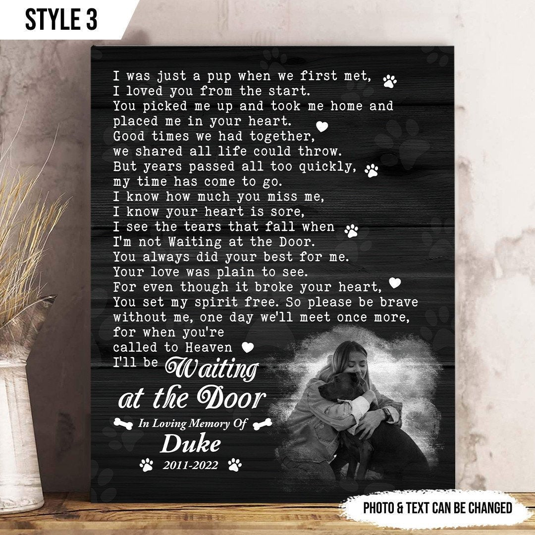 Waiting At The Door Dog Poem | Custom Dog Memorial Canvas Print