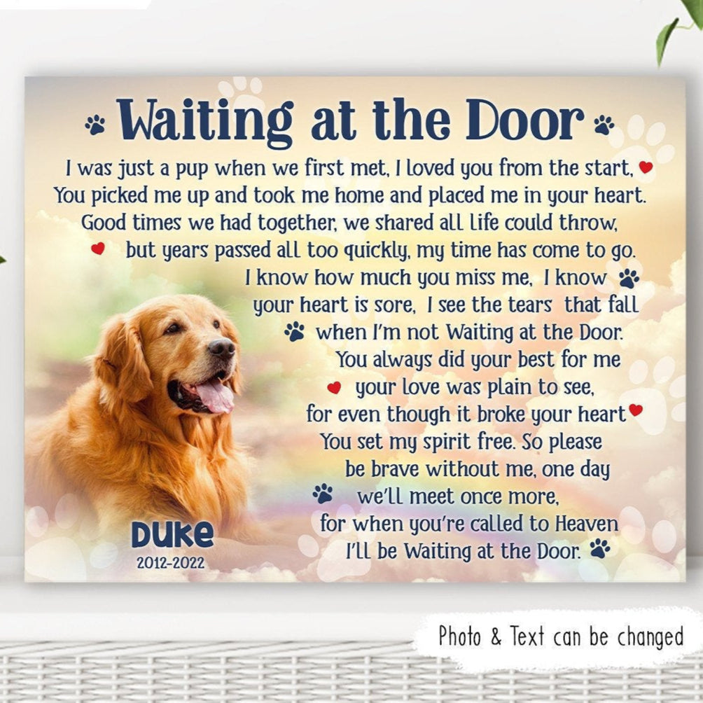Waiting At The Door Dog Poem | Custom Dog Memorial Canvas Print | Rainbow Bridge