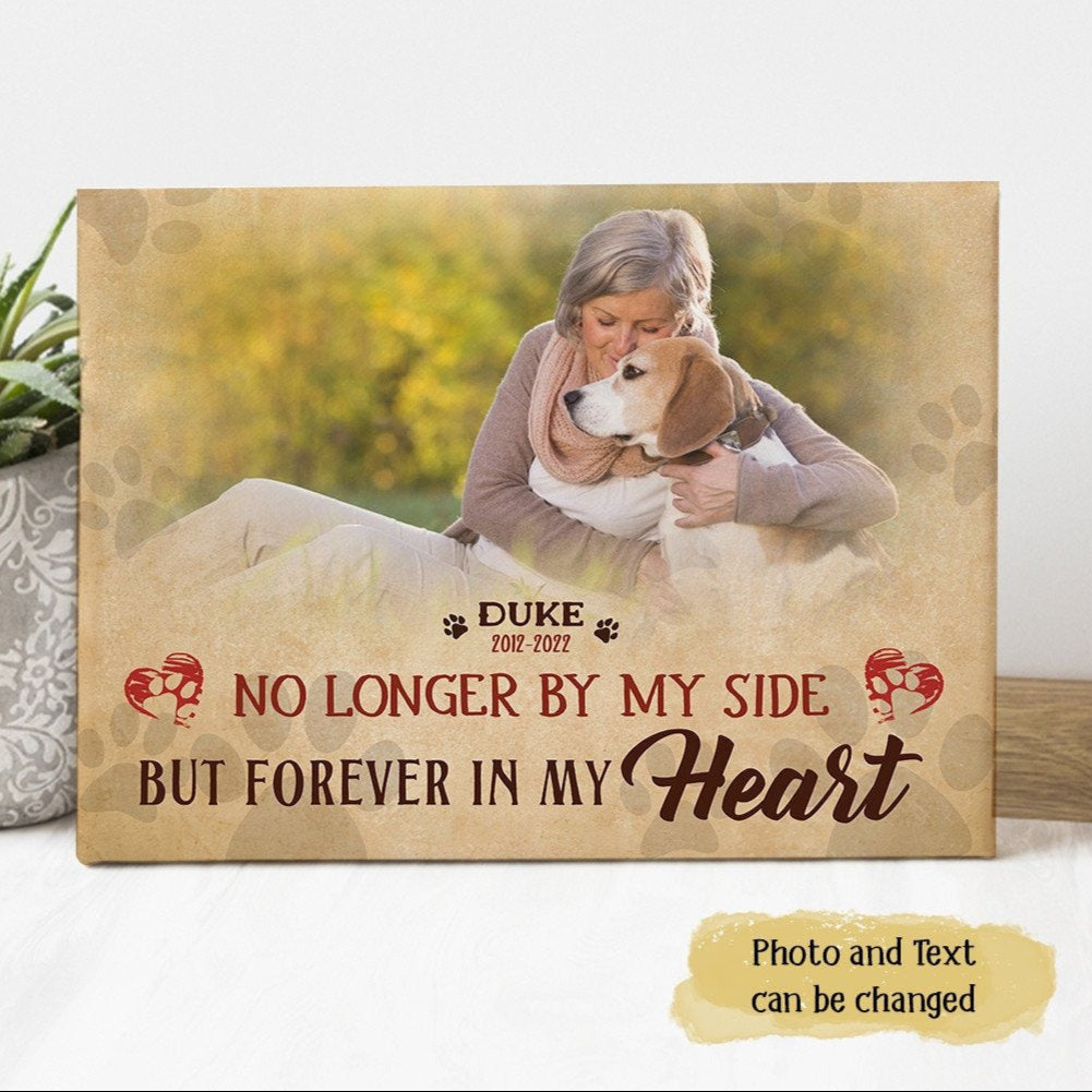 No Longer By My Side But Forever In My Heart Losing Dog Quote | Custom Dog Memorial Canvas Print